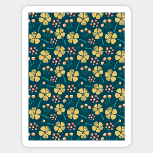 Abstract Floral Pattern in Teal,  Blue, Yellow and Orange Sticker